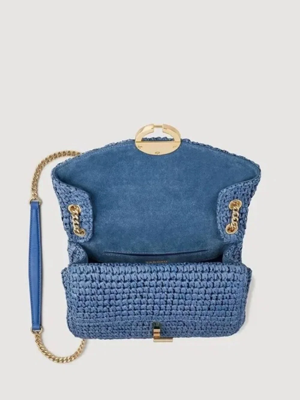 Sandro Raffia YZA Bag in Blue Womens Shoulder Crossbodybag handbag